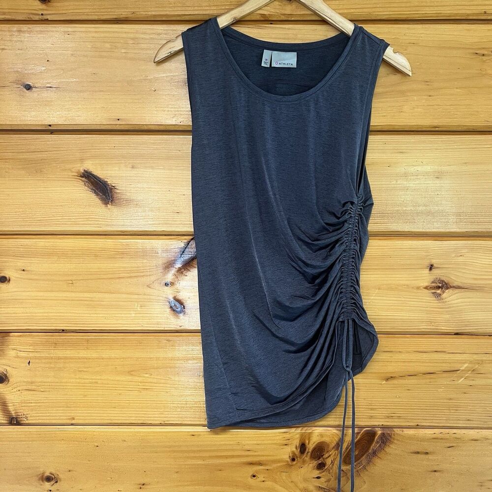 Athleta Women's Heather Side Scrunch Sleeveless Rashguard Grey Size M Workout